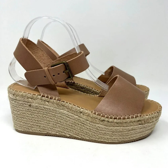 Soludos Tan Leather Slingback Platform Minorca Espadrille Sandals Size 10 - Picture 3 of 14
